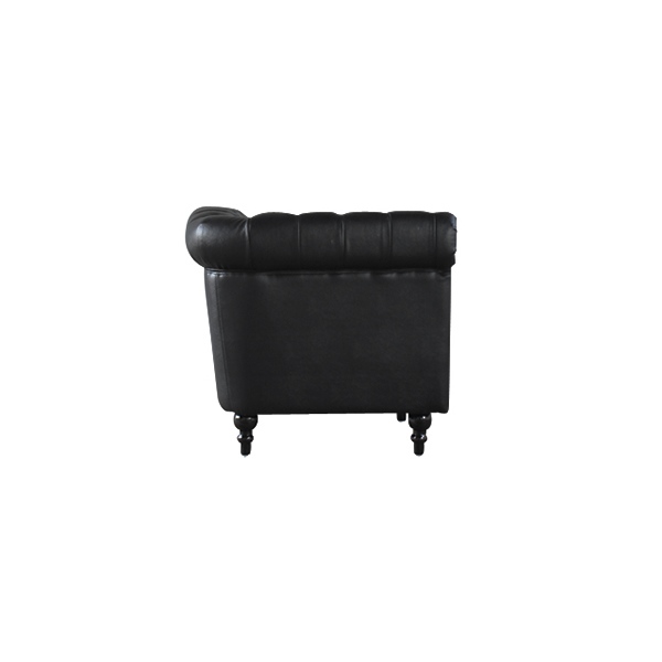 ブラックPUレザーフリースタイルチェスターフィールドコーナーソファ