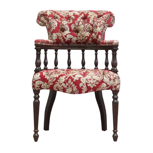 クラシックレッドファブリックチェスターフィールドキャプテンチェア