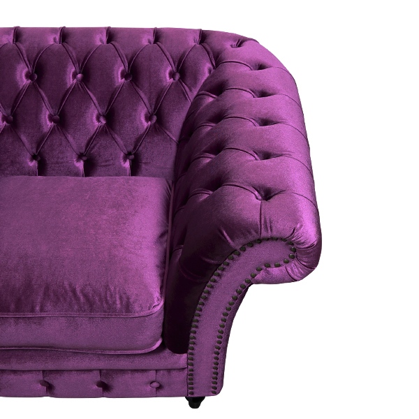 パープルベルベットソファ・ソファベッド ロイヤルパープルベルベットチェスターフィールドカウチソファ VINCENT