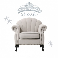 バニラシェイクファブリックシェルデザインシングルソファ　Shellfa classic