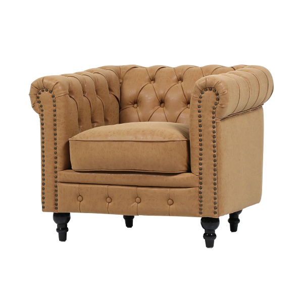 キャメルコンパクトチェスターフィールドシングルソファ（VC1P39K