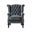 グレーベルベットチェスターフィールドウイングバックシングルソファ(アームチェア)