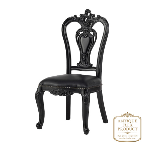 ロココシングルチェア　ブラック x ブラックPUレザー　ANTIQUE FLEX PRODUCT