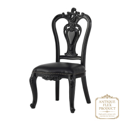 ロココシングルチェア　ブラック x ブラックPUレザー　ANTIQUE FLEX PRODUCT