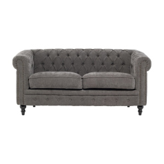 グレーファブリックコンパクトチェスターフィールド2.5シーターソファ　VINCENT