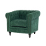 グリーンファブリックコンパクトチェスターフィールドシングルソファ　VINCENT