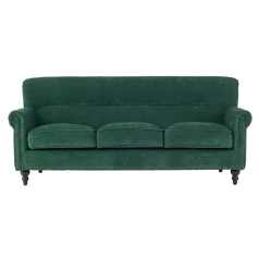 グリーンファブリックヴィンテージスタイル3シーターソファ　VINCENT(ヴィンセント)