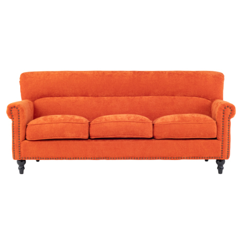 オレンジファブリックヴィンテージスタイル3シーターソファ　VINCENT(ヴィンセント)