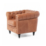 ライトブラウンレザーコンパクトチェスターフィールドシングルソファ　VINCENT