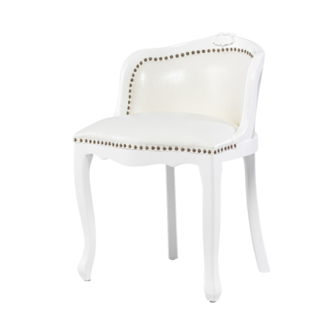 アンティークホワイトフレームホワイトPUレザーバニティースツール