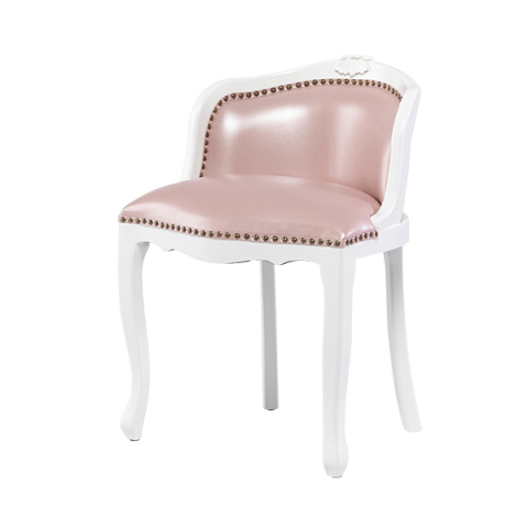 アンティークホワイトフレームピンクPUレザーバニティースツール