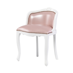 アンティークホワイトフレームピンクPUレザーバニティースツール