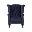 ロイヤルネイビーブルーファブリックチェスターフィールドウイングバックシングルソファ(アームチェア)