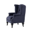 ロイヤルネイビーブルーファブリックチェスターフィールドウイングバックシングルソファ(アームチェア)