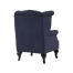 ロイヤルネイビーブルーファブリックチェスターフィールドウイングバックシングルソファ(アームチェア)