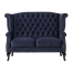 ロイヤルネイビーブルーファブリックチェスターフィールドウイングバックソファ(チェア)
