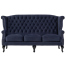 ロイヤルネイビーブルーファブリックチェスターフィールド3シーターウイングバックソファ