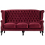 レッドベルベットチェスターフィールド3シーターウイングバックソファ