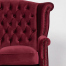 レッドベルベットチェスターフィールドウイングバックソファ
