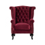 レッドベルベットチェスターフィールドウイングバックシングルソファ(アームチェア)