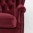 レッドベルベットチェスターフィールドウイングバックシングルソファ(アームチェア)
