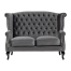グレーベルベットチェスターフィールドウイングバックソファ