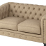 ベージュ PUレザーコンパクトチェスターフィールド2シーターソファ　VINCENT