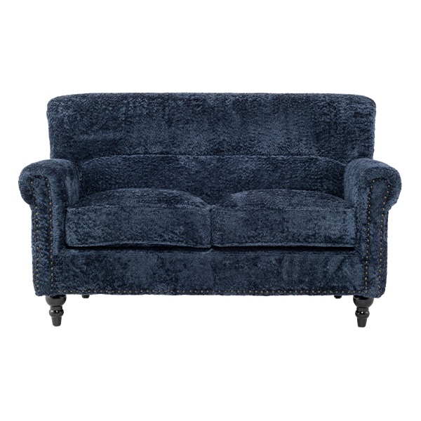 ブルーボアファブリックヴィンテージスタイル2シーターソファ　VINCENT(ヴィンセント)