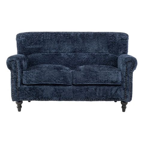 ブルーボアファブリックヴィンテージスタイル2シーターソファ　VINCENT(ヴィンセント)