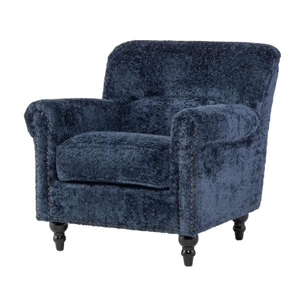 ブルーボアファブリックヴィンテージスタイルシングルソファ　VINCENT(ヴィンセント)