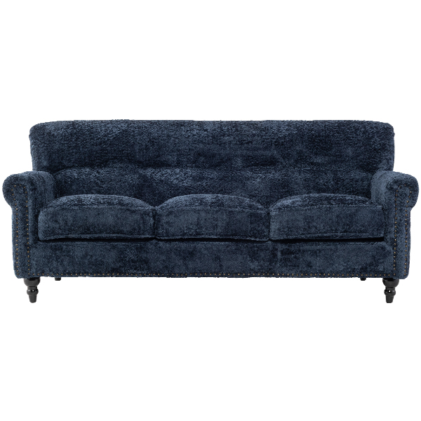 ブルーボアファブリックヴィンテージスタイル3シーターソファ　VINCENT(ヴィンセント)