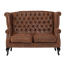 ヴィンテージレザー調ファブリックチェスターフィールドウイングバックソファ