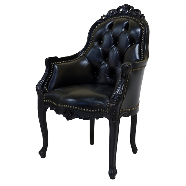 ロココブラックフレームリアルレザーアームチェア　Symphony(シンフォニー)