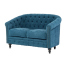 ブルーファブリックコンパクトチェスターフィールドラウンジ2シーターソファ　VINCENT