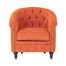 オレンジファブリックコンパクトチェスターフィールドラウンジシングルソファ　VINCENT