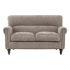ライトグレーファブリックヴィンテージスタイル2シーターソファ　VINCENT(ヴィンセント)