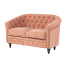 サーモンピンクファブリックコンパクトチェスターフィールドラウンジ2シーターソファ　VINCENT