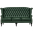 グリーンPUレザーチェスターフィールド3シーターウイングバックソファ