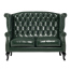 グリーンPUレザーチェスターフィールドウイングバックソファ
