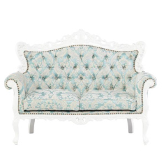 アンティークホワイトフレームイタリアンロコココンパクト2シーターソファ　Symphonyシリーズ