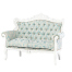 アンティークホワイトフレームイタリアンロコココンパクト2シーターソファ　Symphonyシリーズ