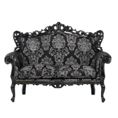 ブラックフレームイタリアンロコココンパクト2シーターソファ　Symphonyシリーズ