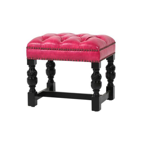 【アウトレット】ピンクPUレザーチェスターフィールドスツール　VINCENT(ヴィンセント)