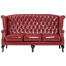 レッドPUレザーチェスターフィールド3シーターウイングバックソファ