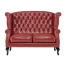 レッドPUレザーチェスターフィールドウイングバックソファ