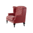 レッドPUレザーチェスターフィールドウイングバックソファ