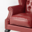レッドPUレザーチェスターフィールドウイングバックソファ