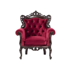 ダークブラウンフレームイタリアンロコココンパクトシングルソファ　Symphonyシリーズ