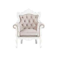 ホワイトフレームイタリアンロコココンパクトシングルソファ　Symphonyシリーズ