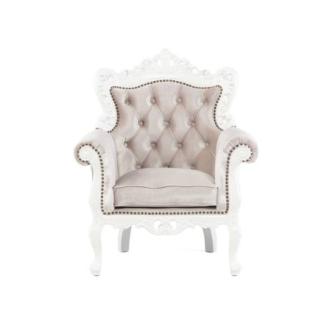 ホワイトフレームイタリアンロコココンパクトシングルソファ　Symphonyシリーズ